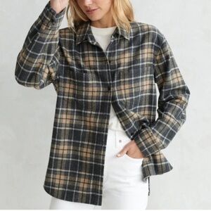 Jenni Kayne Wool Plaid Button Down Top size M